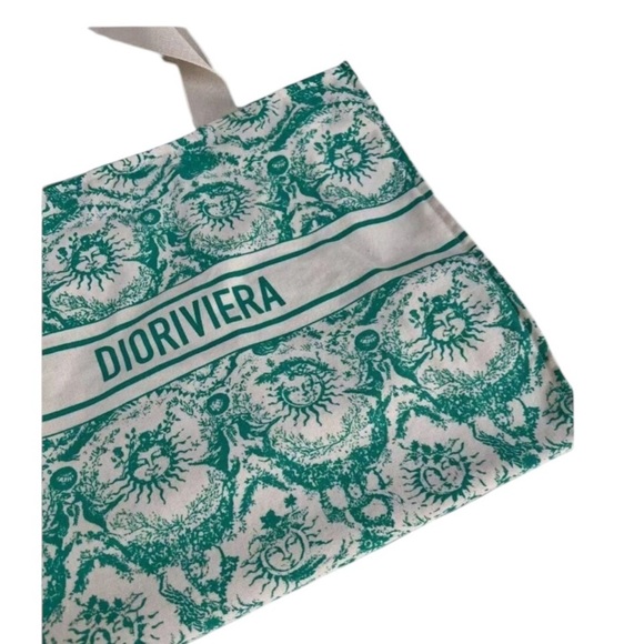 CHRISTIAN DIOR Canvas Dioriviera Toile de Jouy Soleil Tote - Aquamarina - Picture 6 of 9